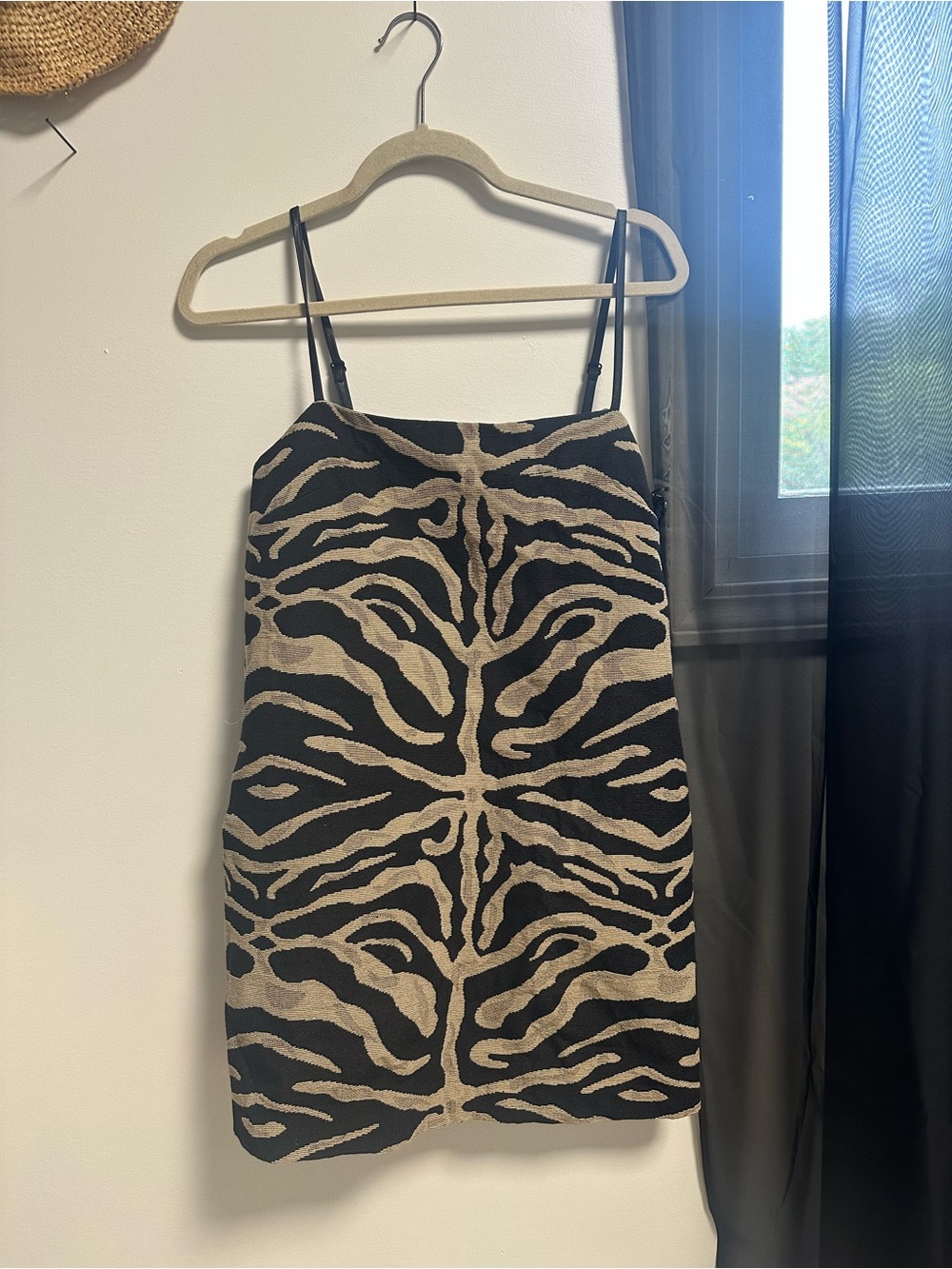 Vici Zebra-Print Mini Dress in Black and Cream